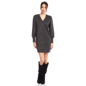 Karen Kane Charcoal and silver knit  Long Sleeve Dress